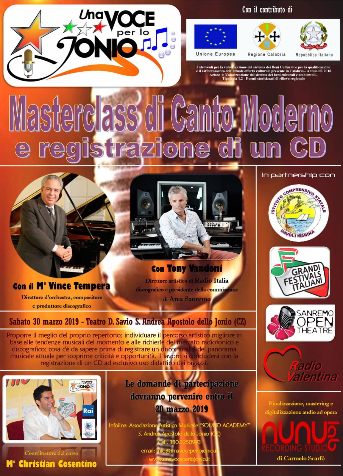 Masterclass di canto moderno 2019