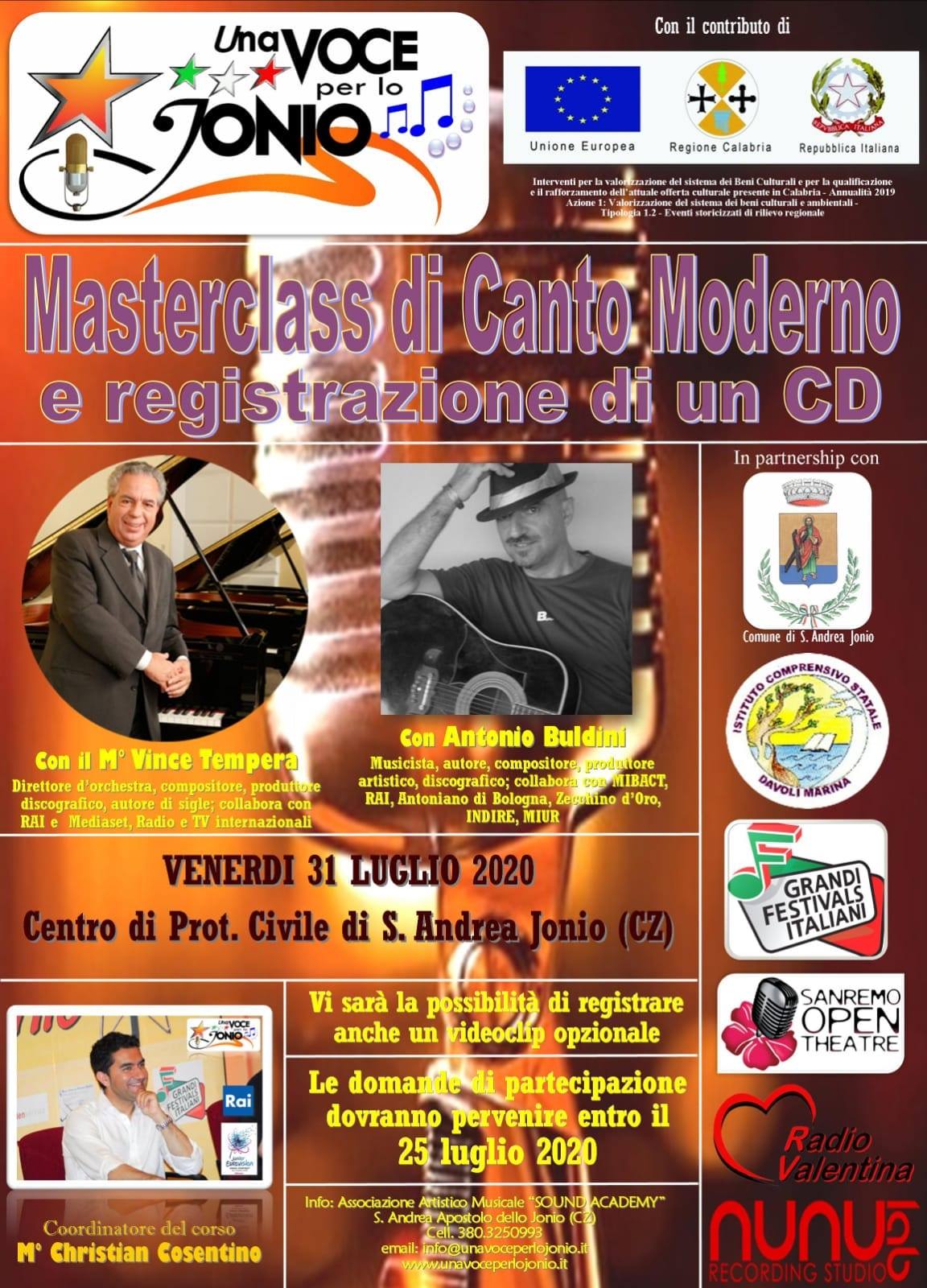 Masterclass di canto moderno 2020